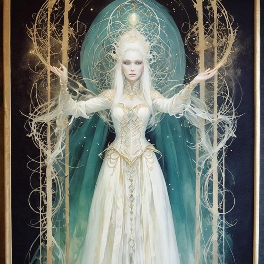 Female Mage Casting Magic in Avant Garde Style