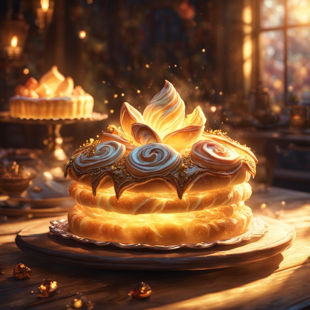 Magical Glowing Pastry in Warm Golden Hour Light
