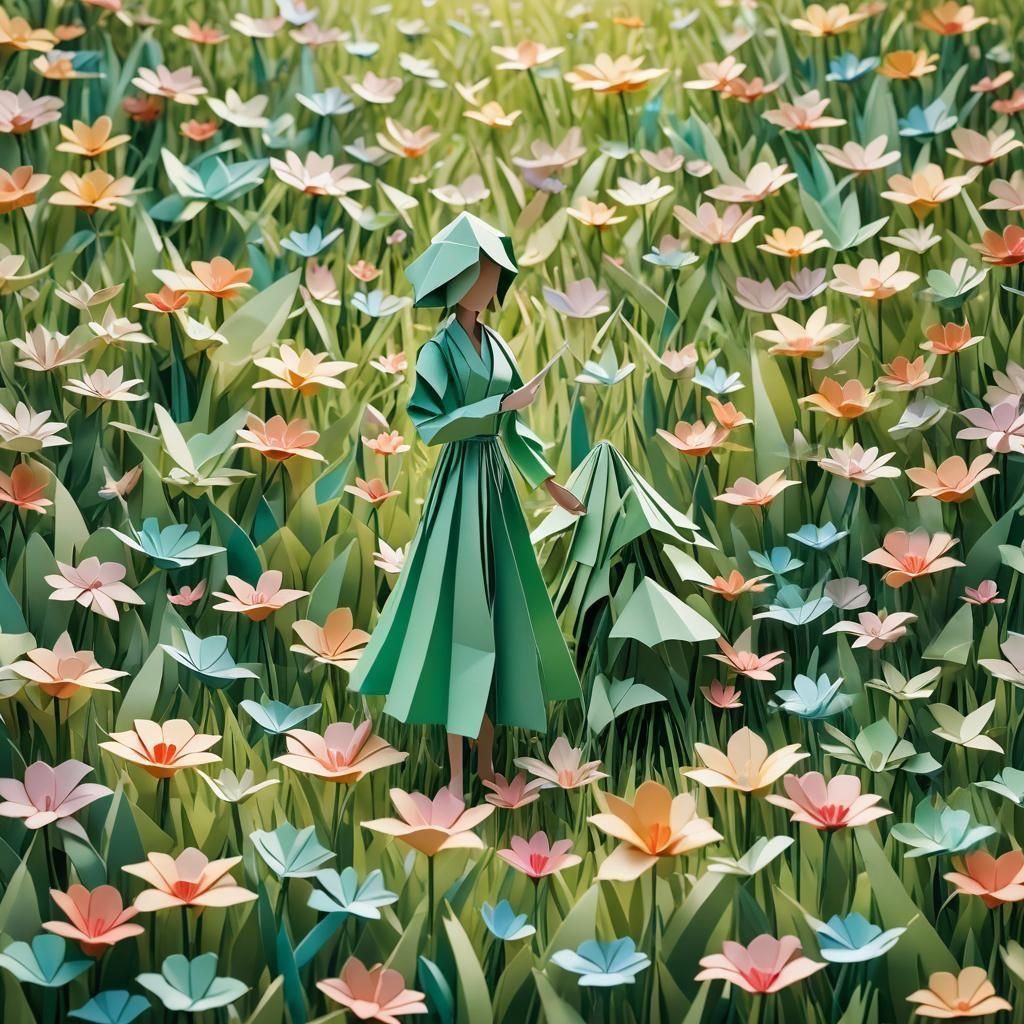 Refreshing Breeze Over Origami Person
