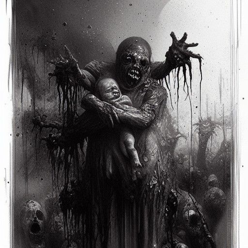 Horror Zombie Baby in Doré Style