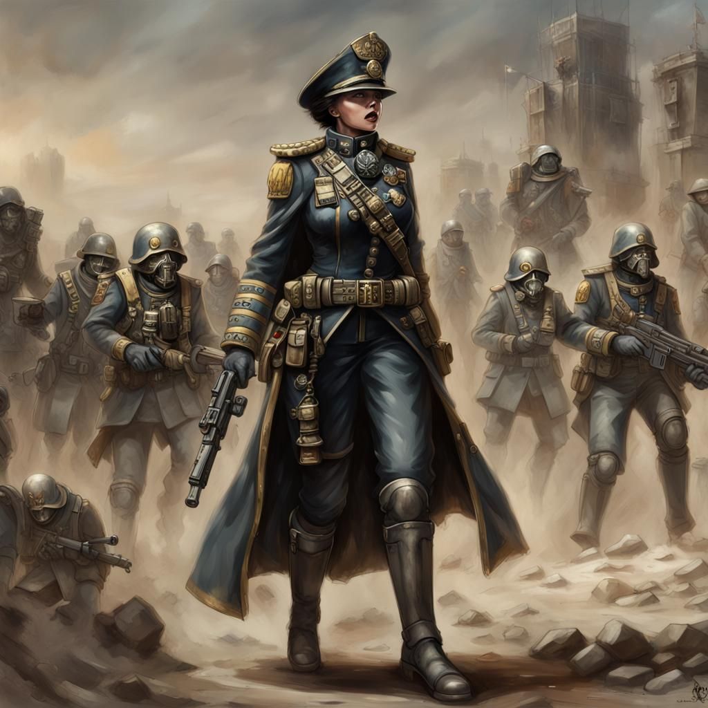 Death Korps Officer Shouting Orders in Combat Zone