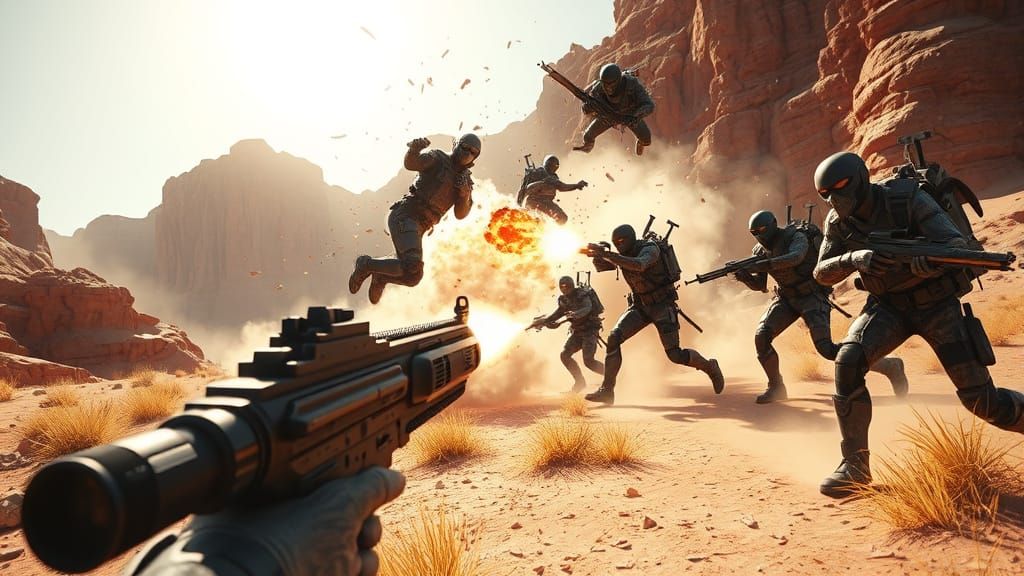 Post-Apocalyptic Desert Battle in Cinematic Style