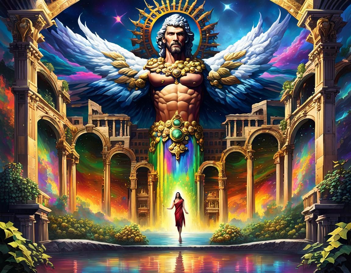 Roman Women Bathing Zeus: Hyperrealistic Digital Painting