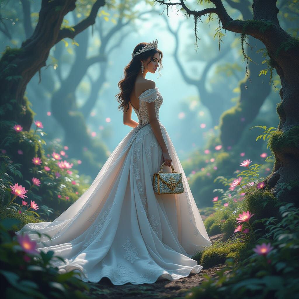 Regal Princess in Haute Couture Gown in Ethereal Forest