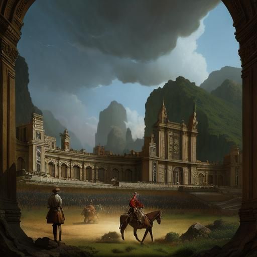 Art Deco Matte Painting in Style of Erté