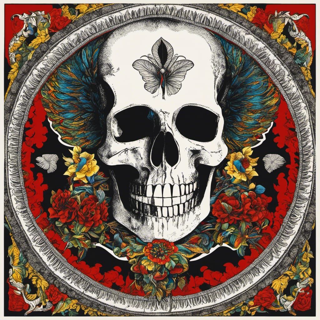 Frida Kahlo Inspired Skull with Voodoo Elements