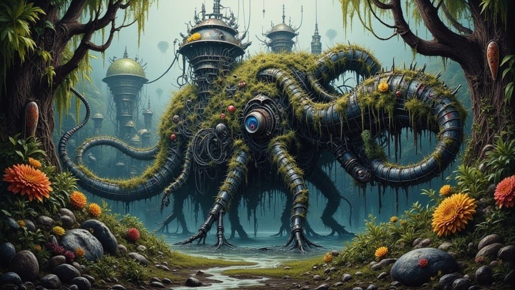 Overgrown Alien Plant in Detailed Matte Painting