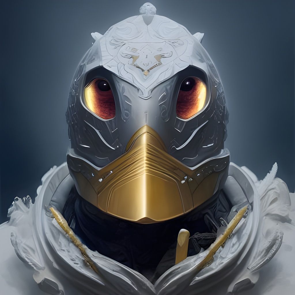 Armored White Duck Portrait in Hyperrealistic Style