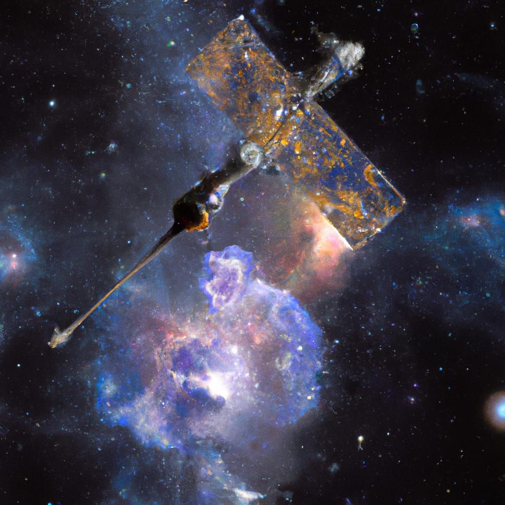 Hyperrealistic Space Probe Navigates Colorful Nebula
