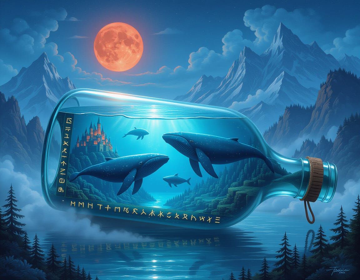 Miniature Oceanic Kingdom Inside Glass Bottle