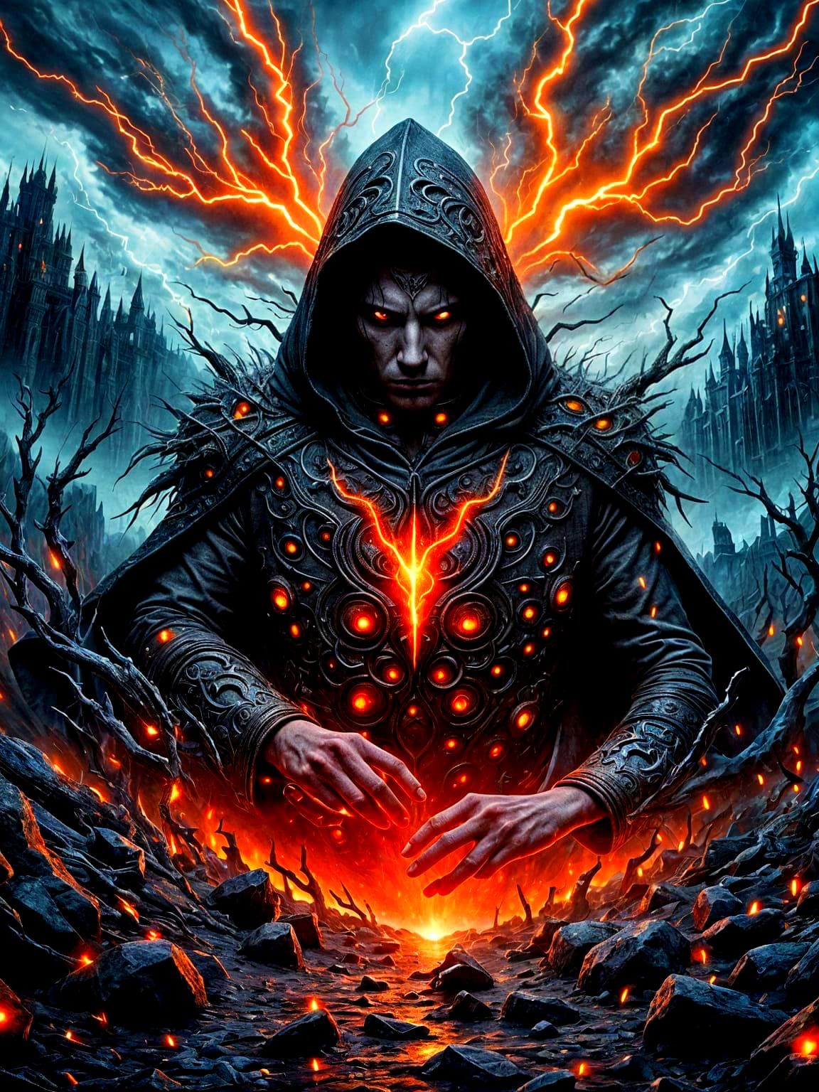 Sorcerer Conjures Magic Storm Over Castle