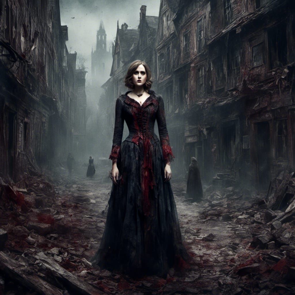 Gothic Femme Fatale in Dark Fantasy Watercolor Art