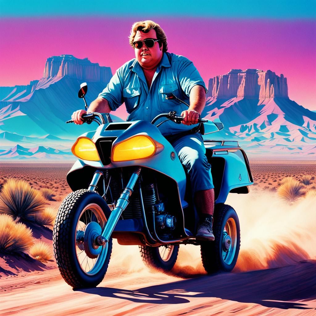 John Candy Rides a Panther: 1980s Action Photo