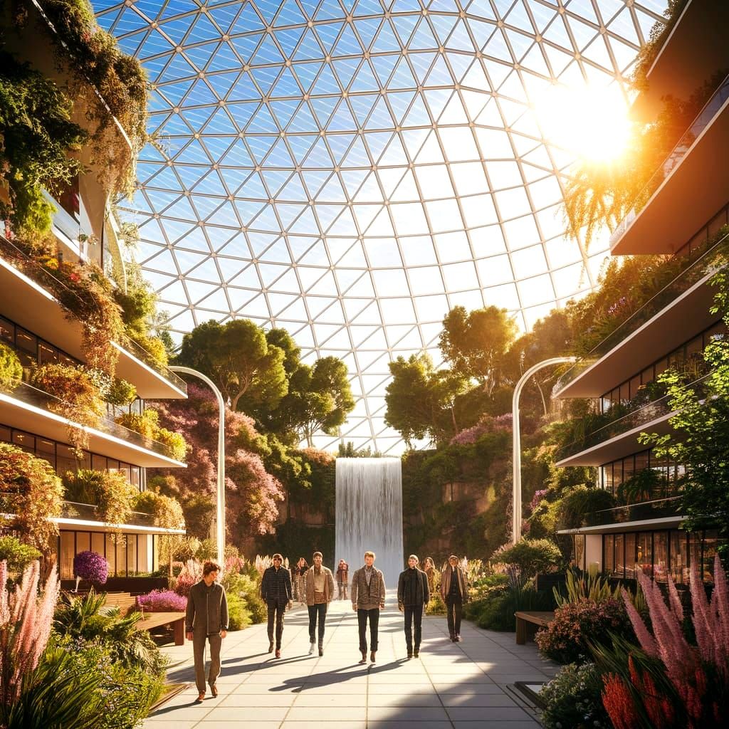 Sustainable Futurist Cityscape in Solarpunk Style