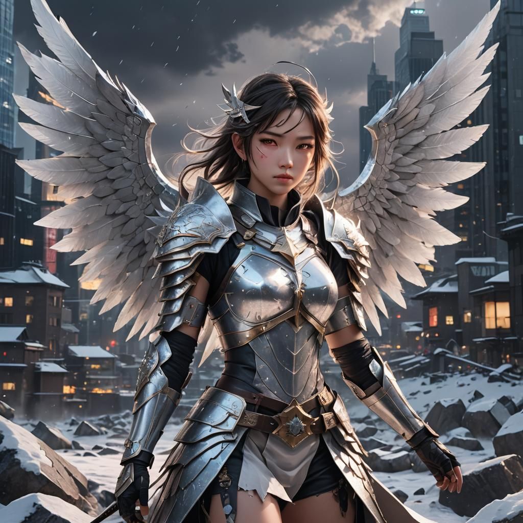 Fallen Angel Portrait in Japanese Dark Fantasy Style