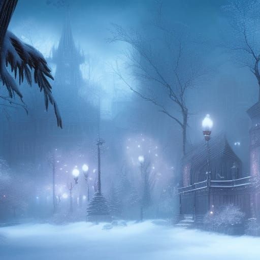 Detailed Matte Painting of Winter Snowflakes
