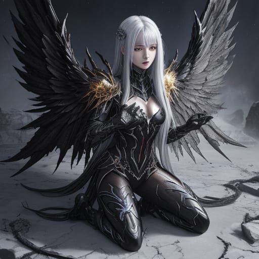 Fallen Angel Empress with Bioluminescent Armor