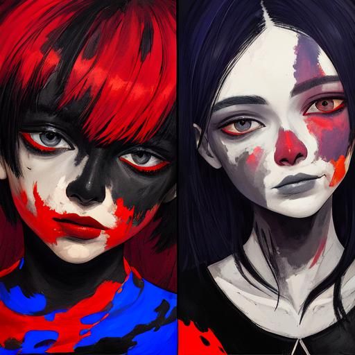 Surreal Portrait with Distorted Features and Saturated Color...