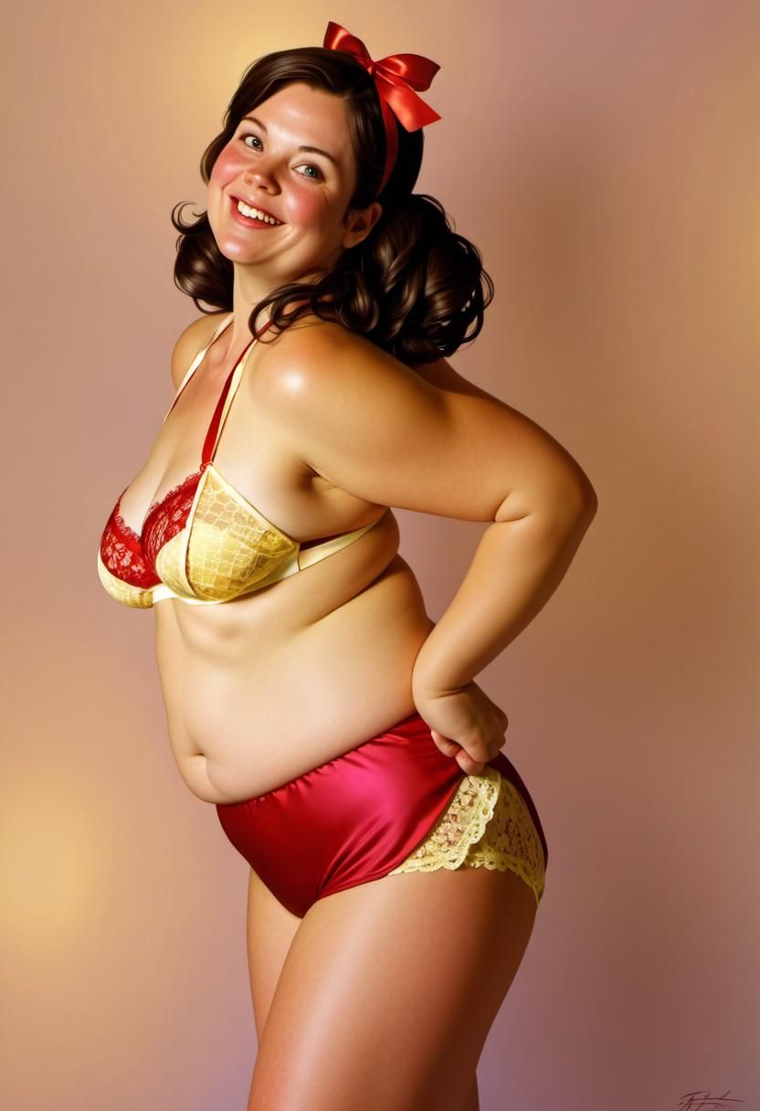 Vintage Illustration of Woman in Bra and Pigtails