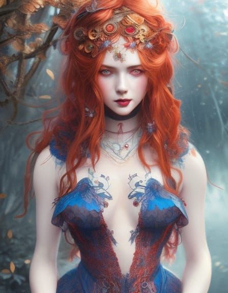 Witch with wavy red hair 98