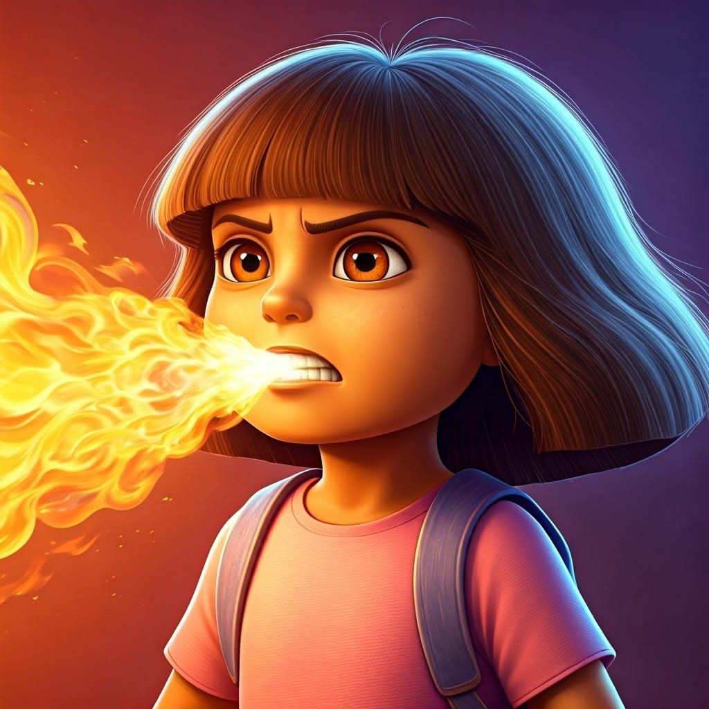 Dora The Explorer Ignites with Furious Flames