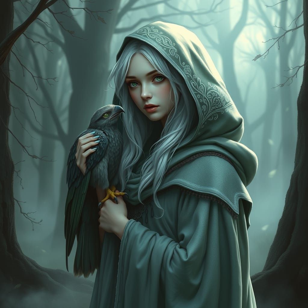 Ethereal High Elf Maiden with Majestic Raptor Companion