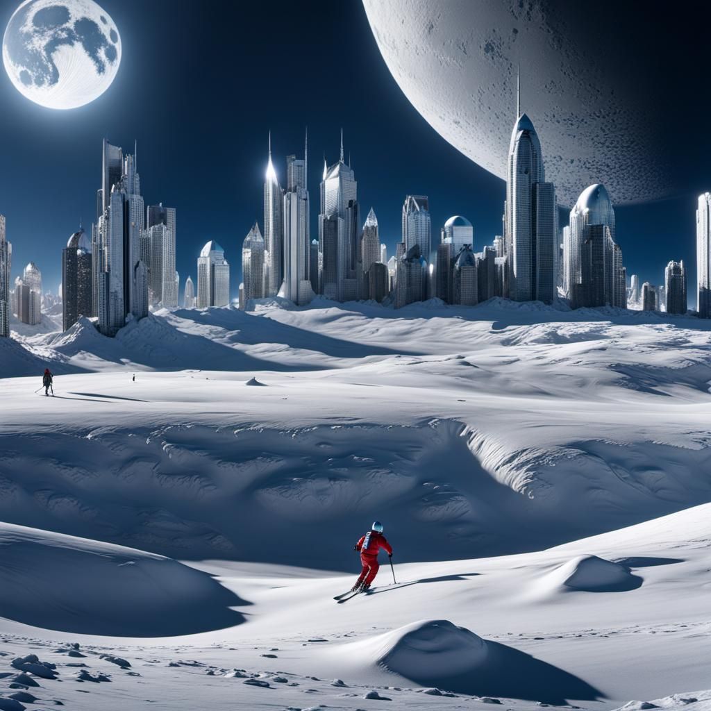 Futuristic Lunar City Hosts Winter Sports in UHD