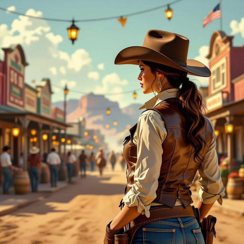 Cowgirl Sheriff Watches Over Festival in Wild West Town