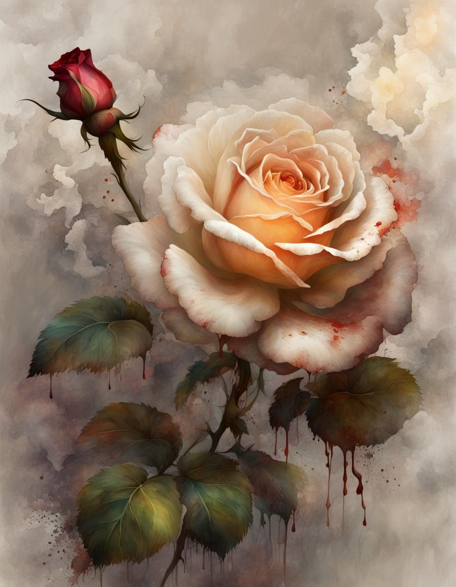 Rose on Old Paper as Detailed Matte Painting
