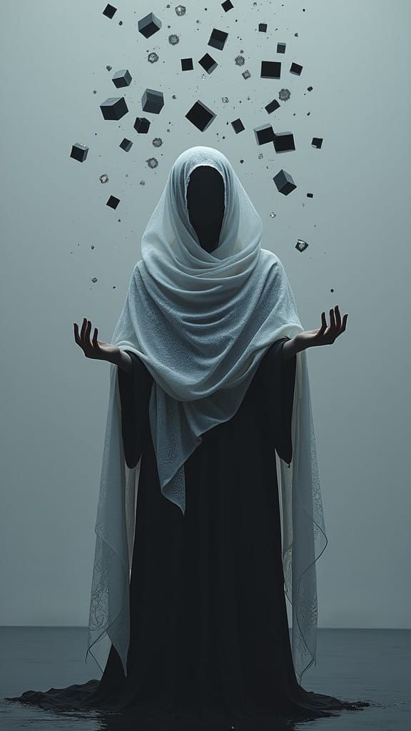 Ethereal Figure in Darkened Abstraction