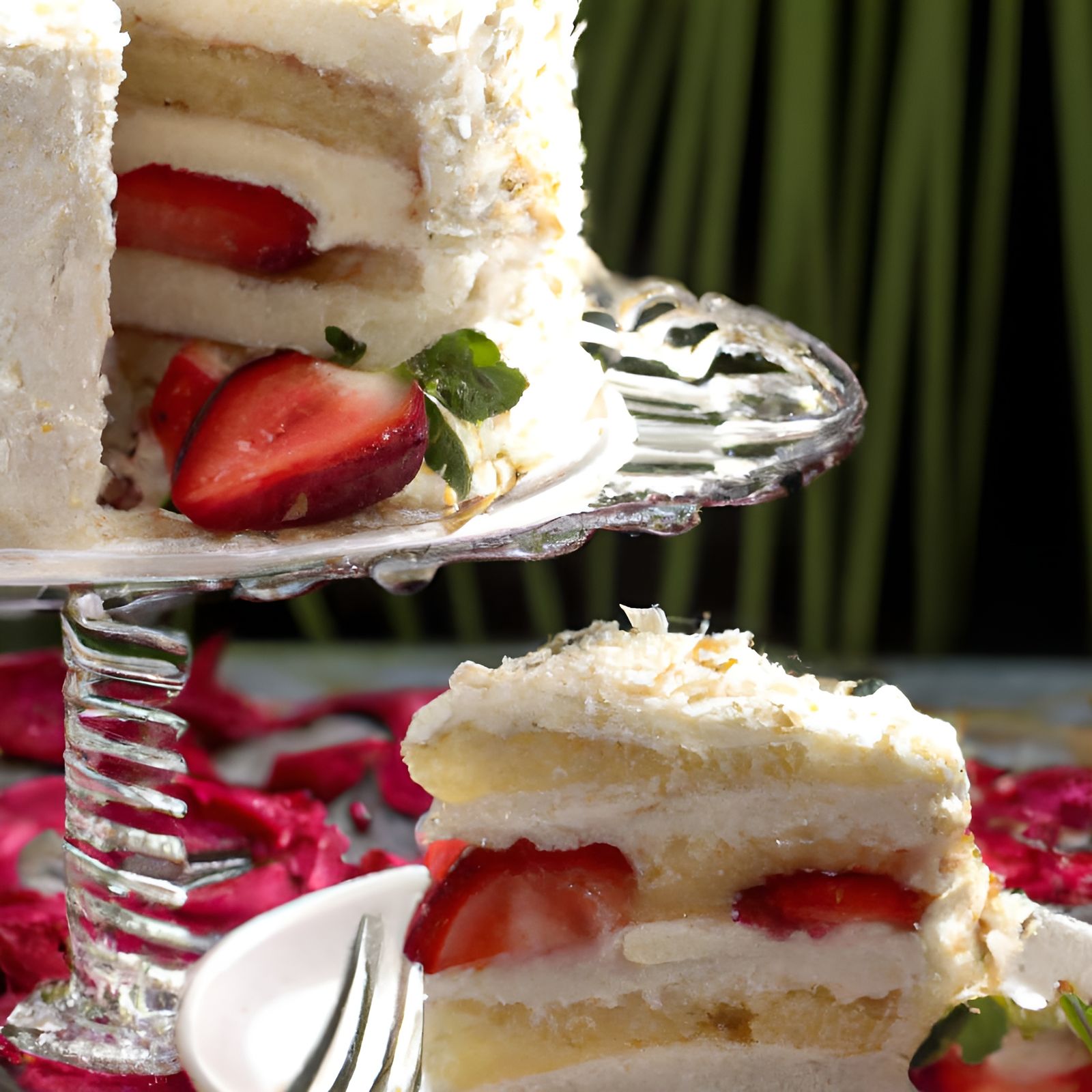Gorgeous Coconut Strawberry Cake Dessert Masterpiece