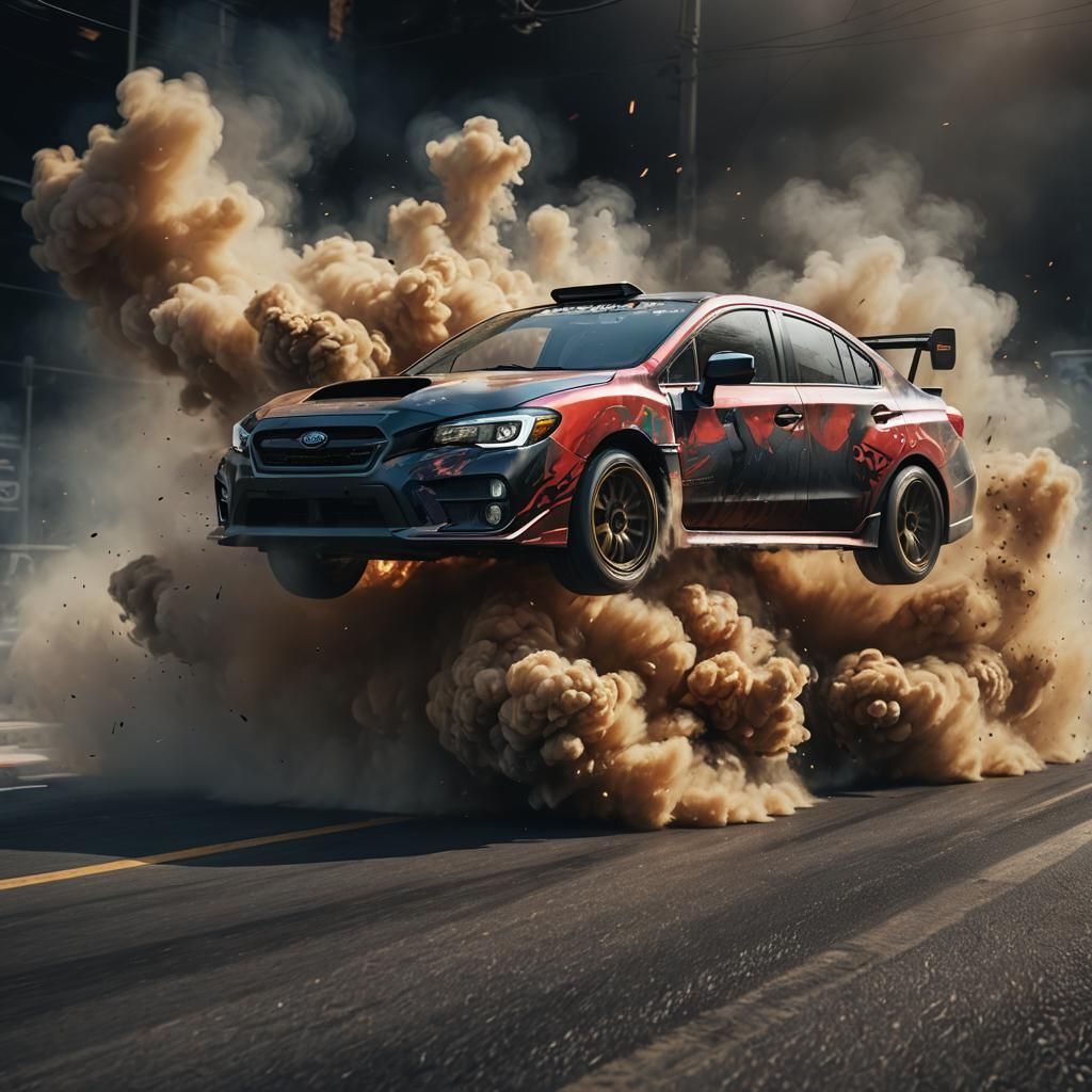 Modified Subaru WRX Drifting: Dynamic Digital Art