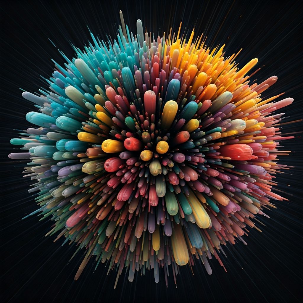 Colorful Beads Exploding in a Digital Art Style
