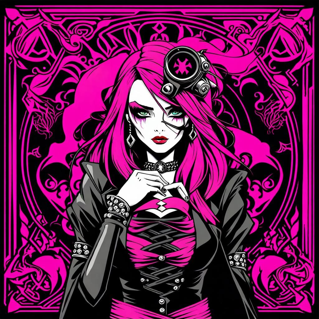 Deadly Pink Poison Girl: Stylized Character Art