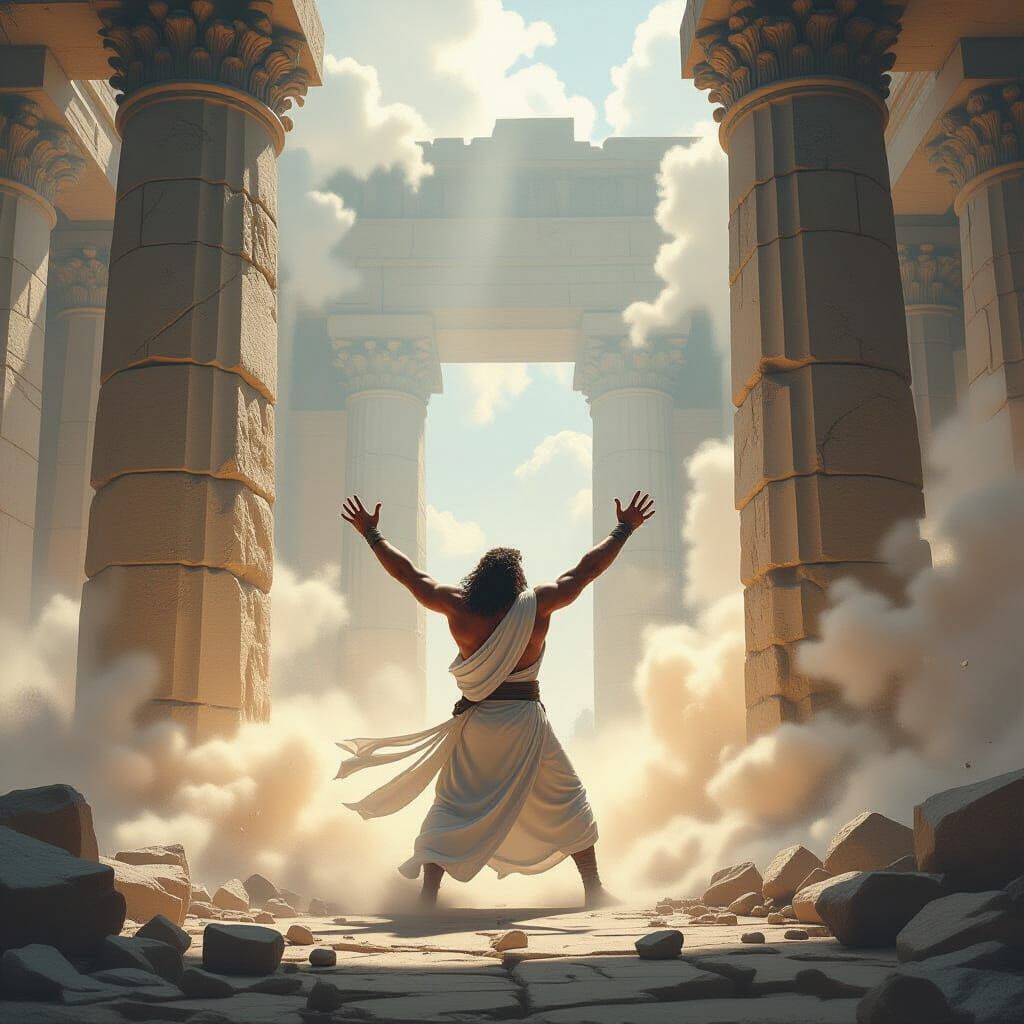 Samson's Destruction of the Temple: Biblical Fantasy Art