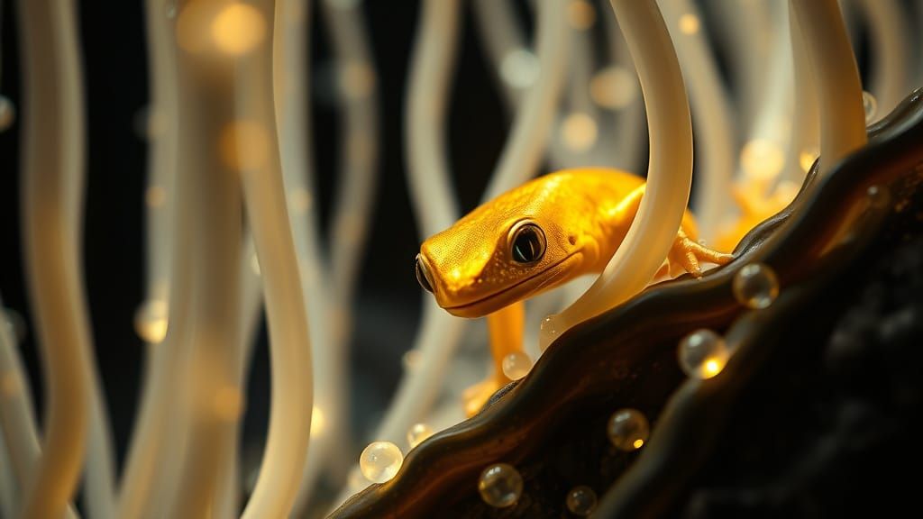 Gilded Salamander Peeking Through Kelp Forest