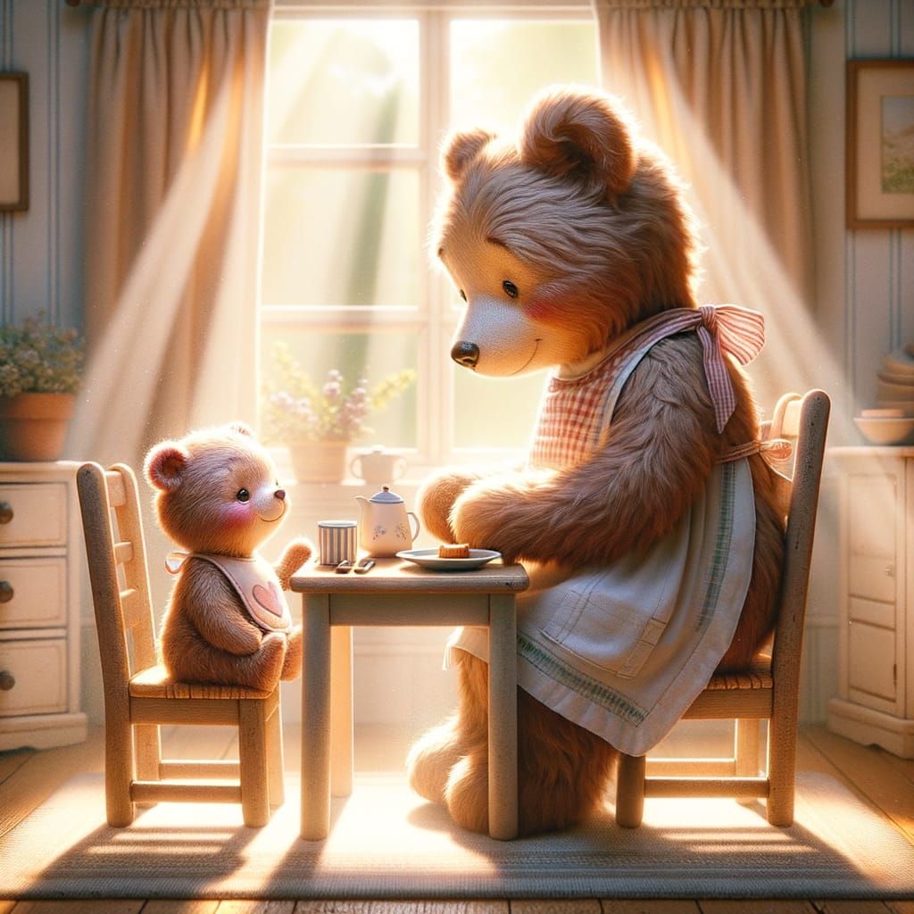 Charming Children's Book Illustration: Bear Breakfast