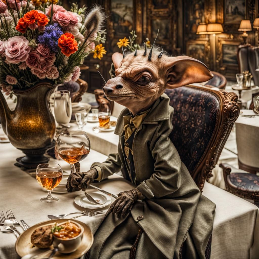 Exotic Aliens Celebrate in Surreal Restaurant