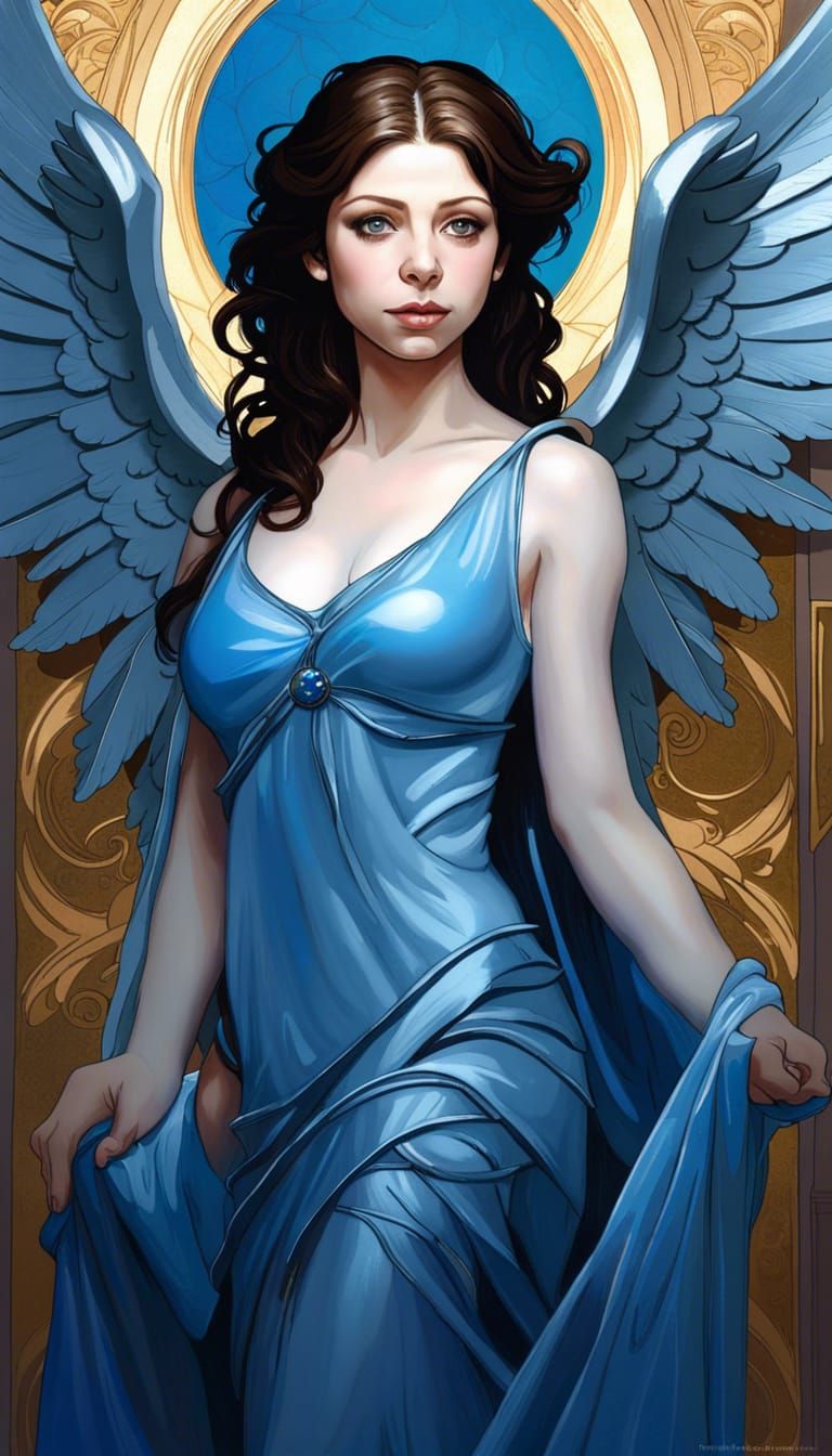 Angel in Blue Dress: Concept Art Portrait