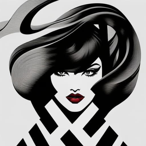 Noir Comic: Beautiful Woman in Opart Style