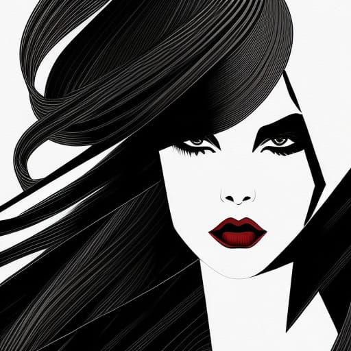 Noir Comic: Beautiful Woman in Opart Style