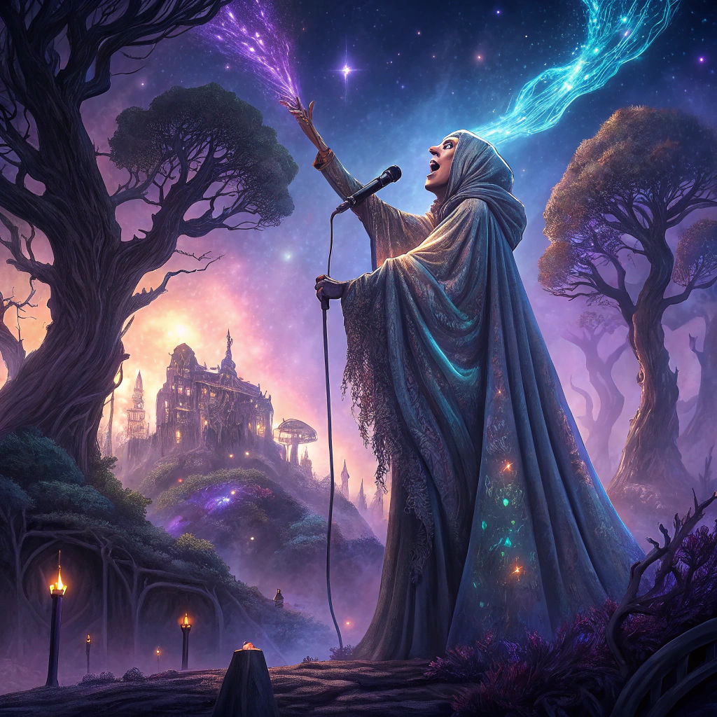 Mystical Singer on Dreamlike Concert Stage