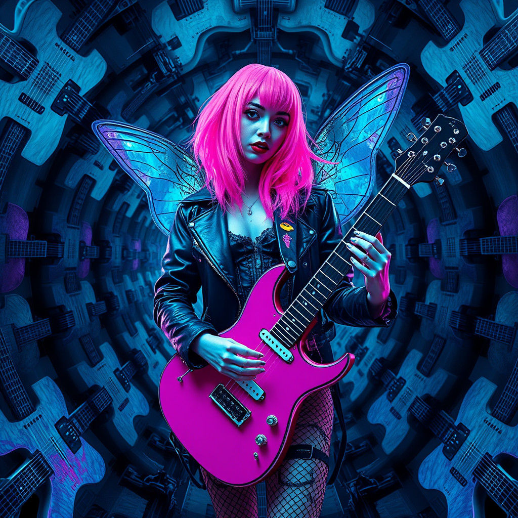Warped Punk Fairy Fusion in Cyberpunk Style