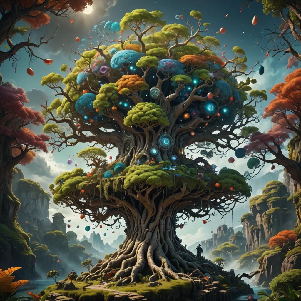 Tree of Life in Human Brain: Detailed Digital Art
