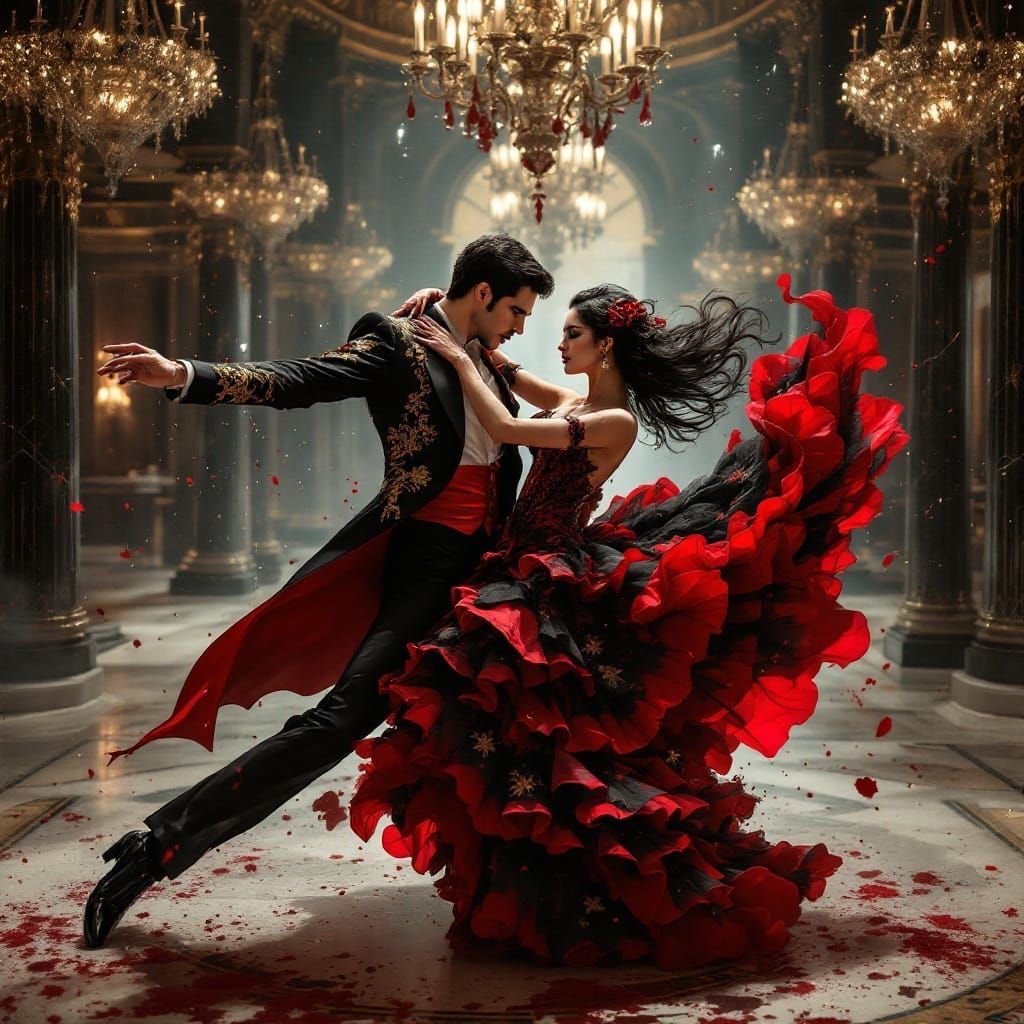 Flamenco Dancers in Opulent Art Deco Salon