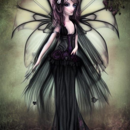 Enchanting Gothic Fairy with Dark Wings