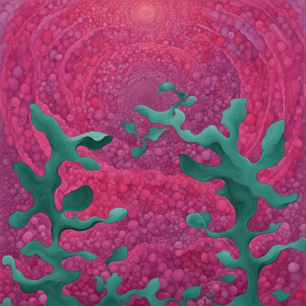 Surreal Precisionist Painting in Ultramarine, Sienna, and Fu...