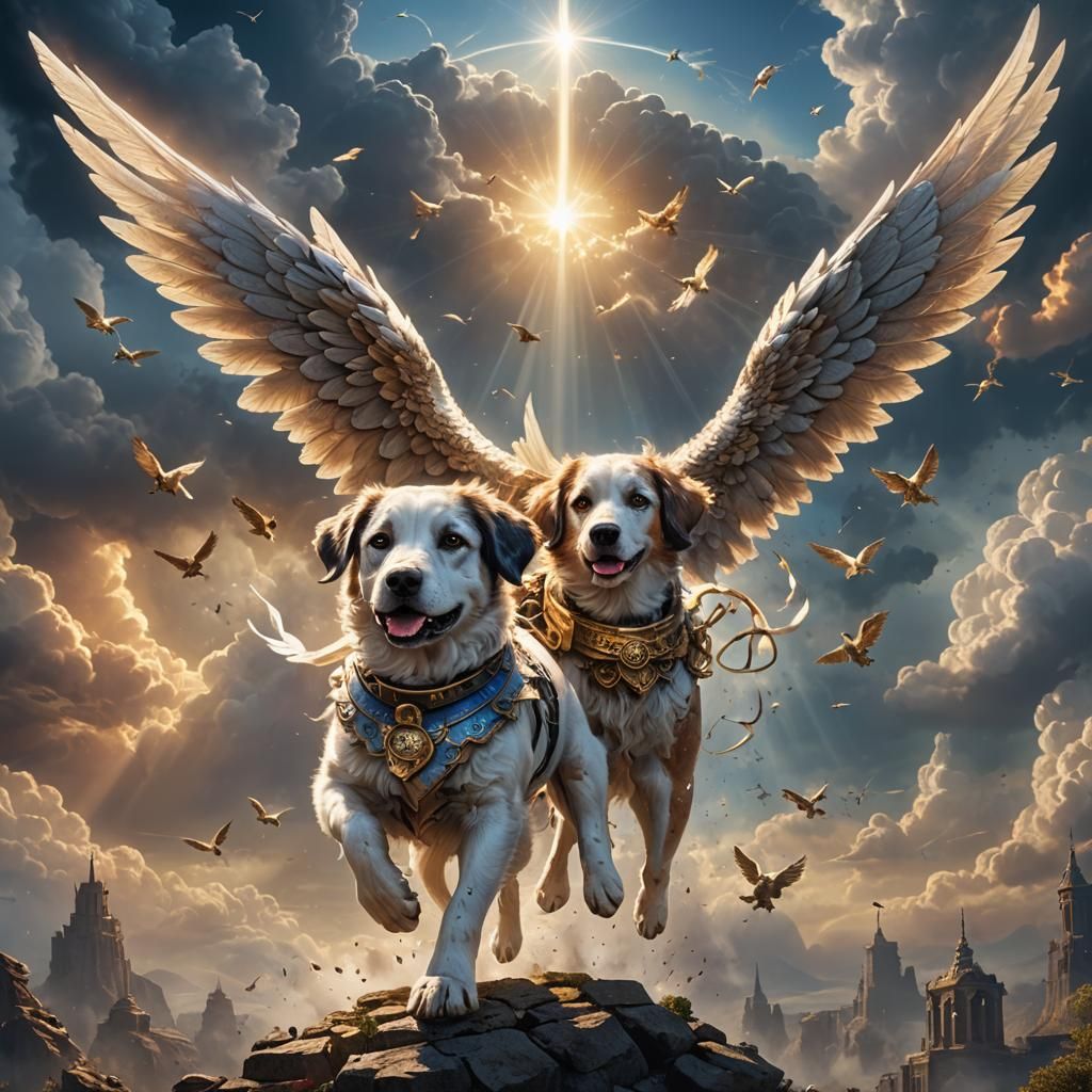 Dog Angel Stops War: Fantasy Concept Art