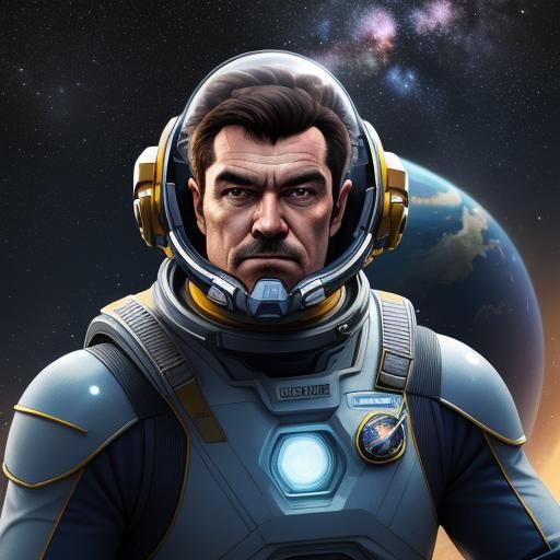 Heroic Spaceman Portrait in Hyper-Realistic Digital Art