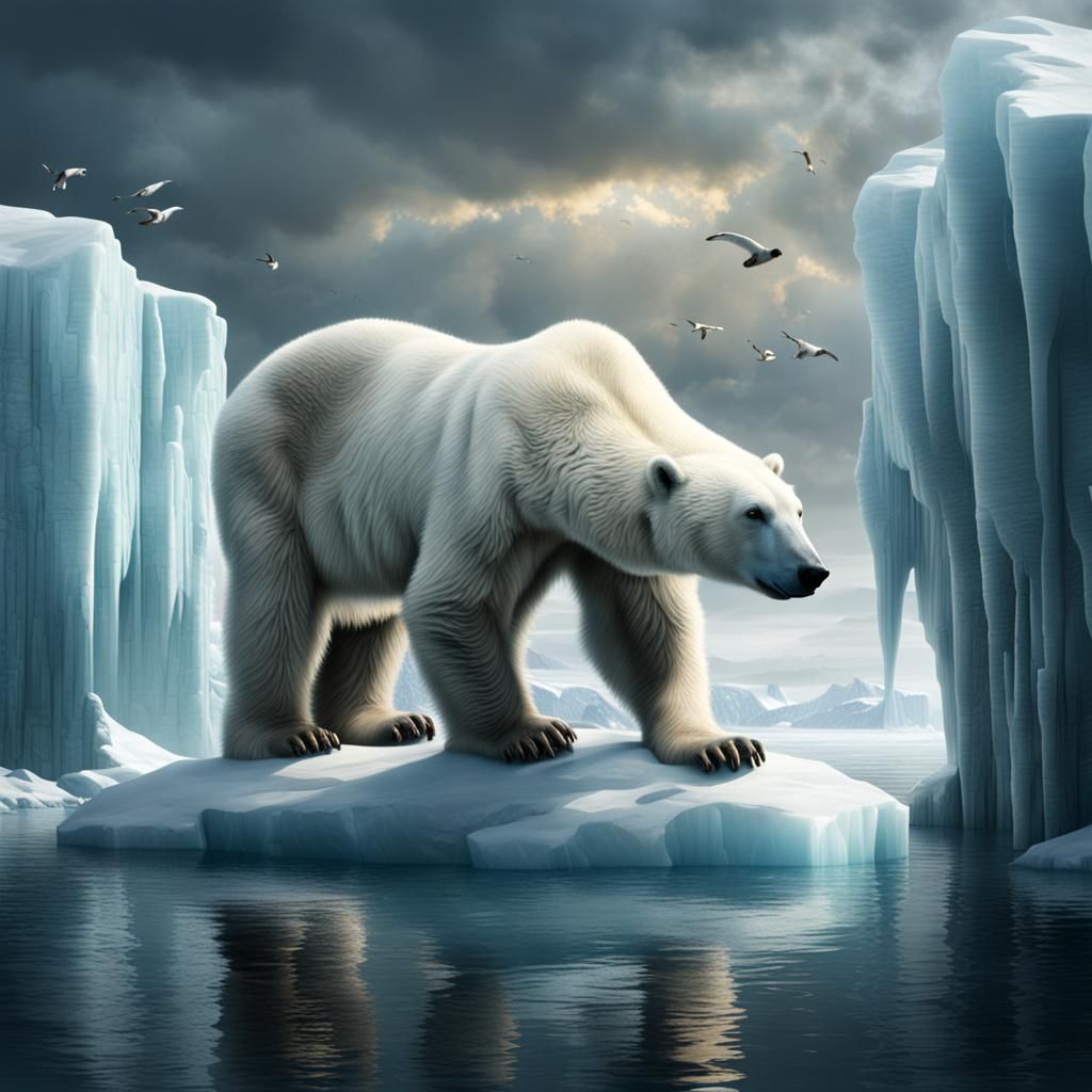Polar Bear in Frozen Landscape Digital Painting